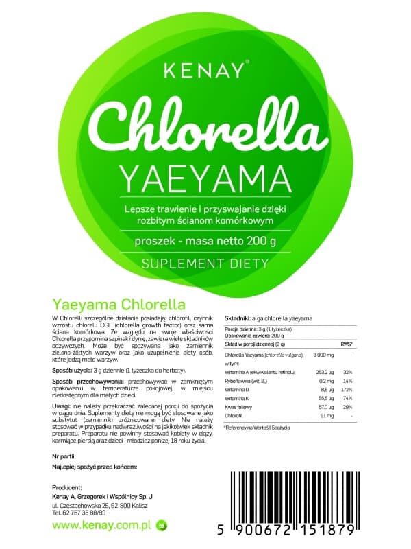 CHLORELLA Yaeyama w proszku – 200 g