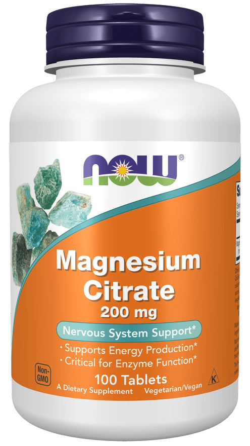 NOW  FOODS Magnez Cytrynian 200mg. 100tab.