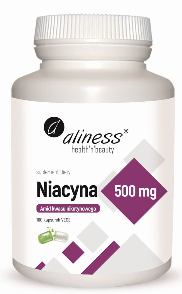 Niacyna - Amid kwasu nikotynowego (Witamina B3) 500mg, 100 kapsułek